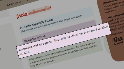 Encuesta de inicio de Especially Escada