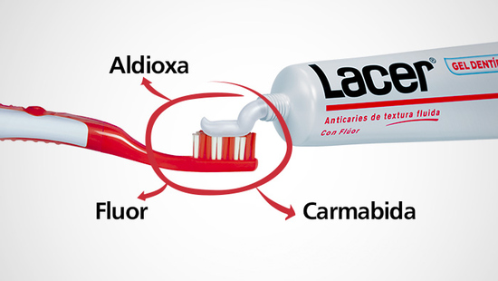 Gracias a su composición con Flúor, Aldioxa y Carmabida, el Gel dentífrico Lacer garantiza una limpieza completa… 