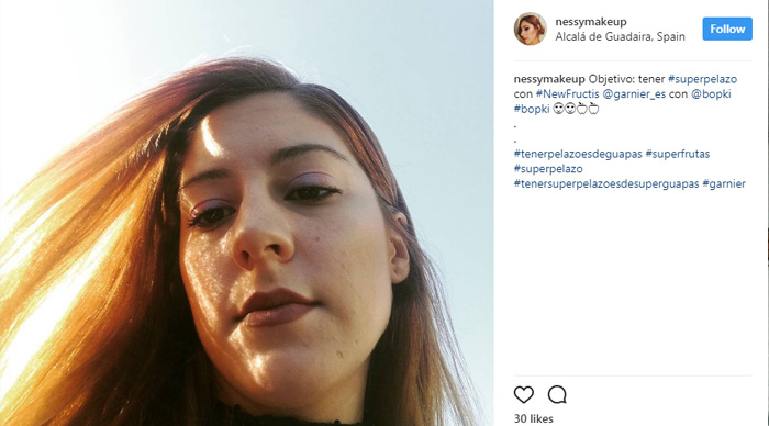 ¡La bopki nessymakeup ha participado en la fase New Fructis compartiendo en sus redes sociales!